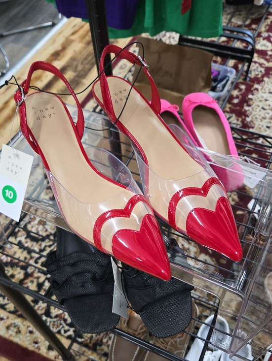 a new day Shoes - a new day Red Pointed Heart Slingback Flats
